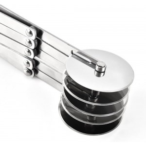 5 Wheel Pastry Cutter Stainless Steel Expandable Pizza Slicer Multi-Round Pastry Knife Baking Cutter Roller for Noodle Pizza Pie Crust Baking Cookie Divider
