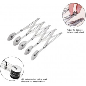 5 Wheel Pastry Cutter Stainless Steel Expandable Pizza Slicer Multi-Round Pastry Knife Baking Cutter Roller for Noodle Pizza Pie Crust Baking Cookie Divider