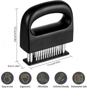 Meat Tenderizer with 48 Stainless Steel Ultra Sharp Needle Blades, Kitchen Cooking Tool for Tenderizing Beef, Chicken, Steak, Veal, Pork, Fish, BBQ, Marinade