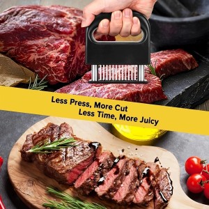 Meat Tenderizer with 48 Stainless Steel Ultra Sharp Needle Blades, Kitchen Cooking Tool for Tenderizing Beef, Chicken, Steak, Veal, Pork, Fish, BBQ, Marinade