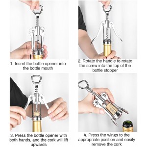 Wine Opener, Zinc Alloy Premium Wing Corkscrew Wine Bottle Opener, Multi-Purpose Opener for Beer and Soft Drinks with Ergonomic Handle, Wine Cork Opener for Wine Enthusiast Waiters-Sleeve Anchors