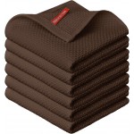Artoid Mode 100% Cotton Dark Coffee Waffle Weave Kitchen Dish Cloths, 12x12 Inch Ultra Soft Absorbent Quick Drying Kitchen Dish Towels Set of 6