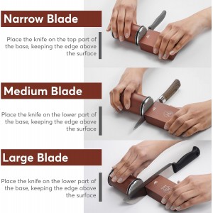 Rolling Knife Sharpener with Diamond and Ceramic Discs, Kitchen Knife Sharpener with 15° & 20° Magnetic Angles, Strong Knife Sharpening Kit (Brown)