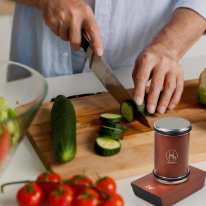 Rolling Knife Sharpener with Diamond and Ceramic Discs, Kitchen Knife Sharpener with 15° & 20° Magnetic Angles, Strong Knife Sharpening Kit (Brown)