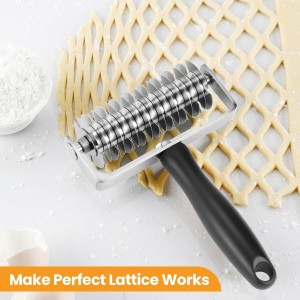 Pastry Lattice Roller Cutter, Premium Stainless Steel Lattice Dough Cutter, Professional Pastry Cutting Tool for Beef Wellington Pie Bread Cookie Pizza