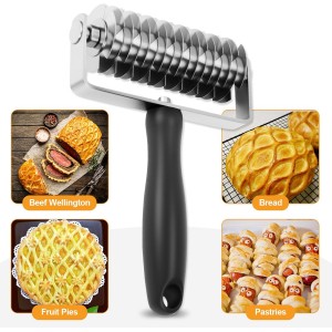 Pastry Lattice Roller Cutter, Premium Stainless Steel Lattice Dough Cutter, Professional Pastry Cutting Tool for Beef Wellington Pie Bread Cookie Pizza