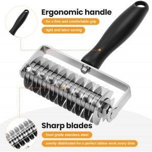 Pastry Lattice Roller Cutter, Premium Stainless Steel Lattice Dough Cutter, Professional Pastry Cutting Tool for Beef Wellington Pie Bread Cookie Pizza