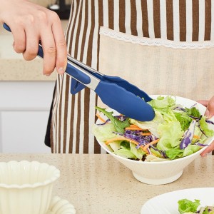 Silicone Tongs for Cooking, 3Pcs Stainless Steel Kitchen Tong with Silicone Tips, Heat Resistant Food Grade Small Serving Tong for BBQ Salad, Blue(7