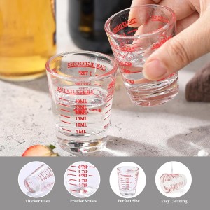 Shot Glass Measuring Cup, 2PCS Measuring Shot Glasses, Thick Base Liquid Measuring Cup for Espresso Shot Glass and Measuring Glasses, Four Different Units of Measure(1 OZ, 2 TBS, 6 TSP, 30 ML)