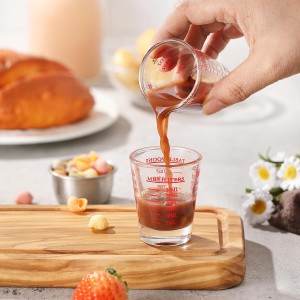 Shot Glass Measuring Cup, 2PCS Measuring Shot Glasses, Thick Base Liquid Measuring Cup for Espresso Shot Glass and Measuring Glasses, Four Different Units of Measure(1 OZ, 2 TBS, 6 TSP, 30 ML)