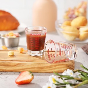Shot Glass Measuring Cup, 2PCS Measuring Shot Glasses, Thick Base Liquid Measuring Cup for Espresso Shot Glass and Measuring Glasses, Four Different Units of Measure(1 OZ, 2 TBS, 6 TSP, 30 ML)
