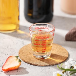 Shot Glass Measuring Cup, 2PCS Measuring Shot Glasses, Thick Base Liquid Measuring Cup for Espresso Shot Glass and Measuring Glasses, Four Different Units of Measure(1 OZ, 2 TBS, 6 TSP, 30 ML)