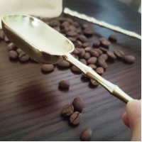 Measuring Spoons with Long Handle, Coffee Scoop, Tablespoon and Teaspoon Scoops Set of 2, Gold Art Style Metal