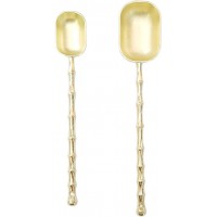 Measuring Spoons with Long Handle, Coffee Scoop, Tablespoon and Teaspoon Scoops Set of 2, Gold Art Style Metal