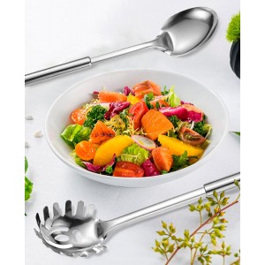 Stainless Steel Kitchen Utensils Set, 6 PCS Metal Cooking Utensils Set, Heat Resistant Cooking Spatula Spoon Set with Turners, Serving Spoon, Ladle, Skimmer, Pasta Server