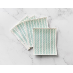 Martha Stewart Swedish Kitchen Absorbent Sponge Dish Cloths, Teal Stripes, 8 Count