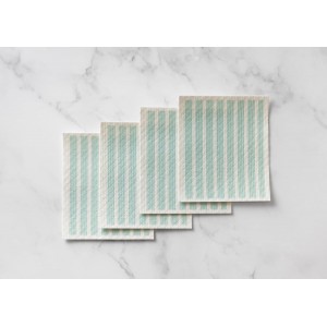 Martha Stewart Swedish Kitchen Absorbent Sponge Dish Cloths, Teal Stripes, 8 Count