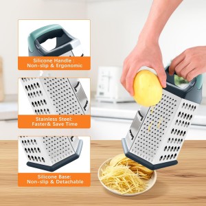 Cheese Grater, Box Graters for Kitchen, 6 Sides Stainless Steel Food Shredders for Cheese Vegetables Potatoes Carrot