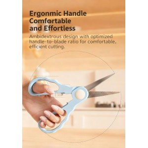 Bbay Food Scissors with Travel Case, Portable Stainless Steel Shears with Safety Lock, Dishwasher Safe, Kitchen Scissors, Healthy Food Cutter with Dust Cover, Blue