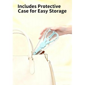 Bbay Food Scissors with Travel Case, Portable Stainless Steel Shears with Safety Lock, Dishwasher Safe, Kitchen Scissors, Healthy Food Cutter with Dust Cover, Blue