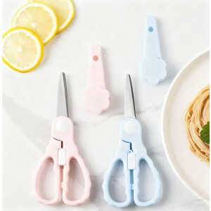 Bbay Food Scissors with Travel Case, Portable Stainless Steel Shears with Safety Lock, Dishwasher Safe, Kitchen Scissors, Healthy Food Cutter with Dust Cover, Blue