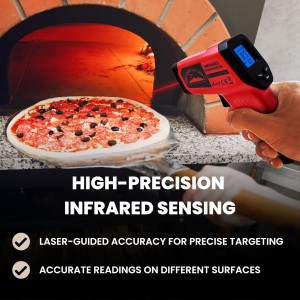 Infrared Thermometer Gun – Laser Temperature IR Gun for Cooking Waffles, Pizza, Baking, Griddle, HVAC, Engine - Wide Range (-58°F to 716°F) Adjustable Emissivity & LCD Display