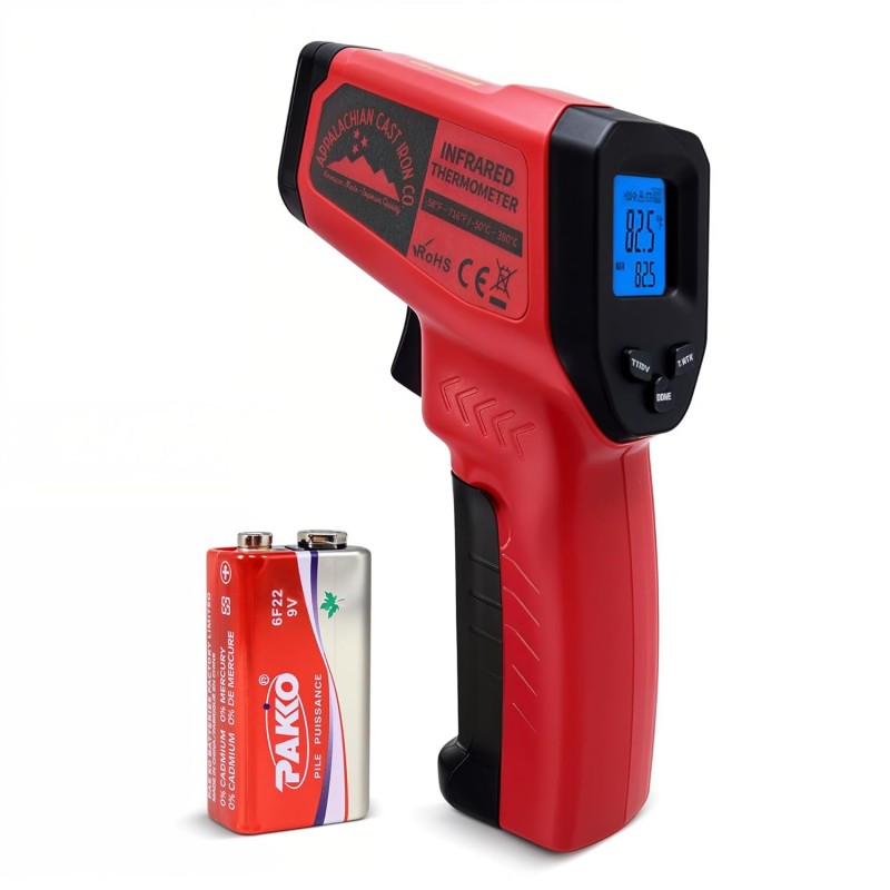 Infrared Thermometer Gun – Laser Temperature IR Gun for Cooking Waffles, Pizza, Baking, Griddle, HVAC, Engine - Wide Range (-58°F to 716°F) Adjustable Emissivity & LCD Display