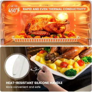 Kikcoin 22 PCS Nonstick Baking Pans Set, Stackable Bakeware Sets with Silicone Handles, 450°F Oven Safe Baking Sheet Set, Easy Release Cookie Sheets for Baking, Cream