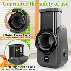 Electric Cheese Grater Rotary Slicer-One-Touch Control Vegetable Slicer, Nuts Grinder Cheese Shredder for Home Kitchen Use, 6 Replaceable Stainless Steel Blades(Black)