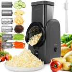 Electric Cheese Grater Rotary Slicer-One-Touch Control Vegetable Slicer, Nuts Grinder Cheese Shredder for Home Kitchen Use, 6 Replaceable Stainless Steel Blades(Black)
