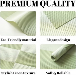 Placemats Set of 4 Vinyl/Plastic Woven Place Mats for Kitchen Table Indoor/Outdoor Washable Placemat Wipeable Dining Table Mats (Green Cube,4)