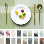 Placemats Set of 4 Vinyl/Plastic Woven Place Mats for Kitchen Table Indoor/Outdoor Washable Placemat Wipeable Dining Table Mats (Green Cube,4)