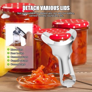 2pcs Jar Opener for Mason Jar, Stainless Steel Opener Multifunctional Canning No Lid Dent Or Damage Lid Bottle Handheld Top Remover Tool for People with Weak Hands