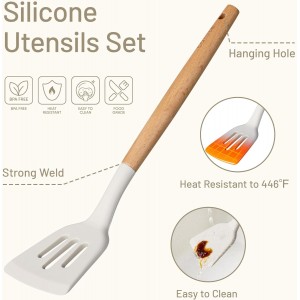 CAROTE 22pcs Silicone Cooking Utensils Set, 446°F Heat Resistant Kitchen Utensils Gadgets Set, Spatula, Turner, Whisk, Tongs