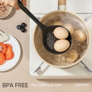 CAROTE Kitchen Utensil Set for Nonstick Cookware - 446°F Heat Resistant Silicone Cooking Utensils Set 10pcs, Dark Grey, Oderless Spatula, Turner