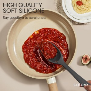 CAROTE Kitchen Utensil Set for Nonstick Cookware - 446°F Heat Resistant Silicone Cooking Utensils Set 10pcs, Dark Grey, Oderless Spatula, Turner