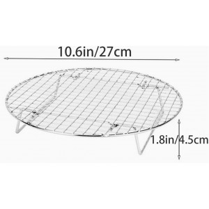 2 Pack Cooking Racks 10.5 inch Grids Steamer Baking Round Cooling Racks with Folding Feet Dehydrator Trays Stackable Barbecue Carbon Grates for Air Fryer