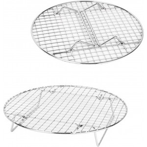2 Pack Cooking Racks 10.5 inch Grids Steamer Baking Round Cooling Racks with Folding Feet Dehydrator Trays Stackable Barbecue Carbon Grates for Air Fryer