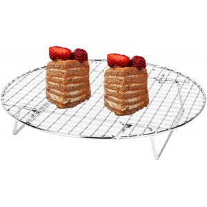 2 Pack Cooking Racks 10.5 inch Grids Steamer Baking Round Cooling Racks with Folding Feet Dehydrator Trays Stackable Barbecue Carbon Grates for Air Fryer