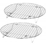 2 Pack Cooking Racks 10.5 inch Grids Steamer Baking Round Cooling Racks with Folding Feet Dehydrator Trays Stackable Barbecue Carbon Grates for Air Fryer