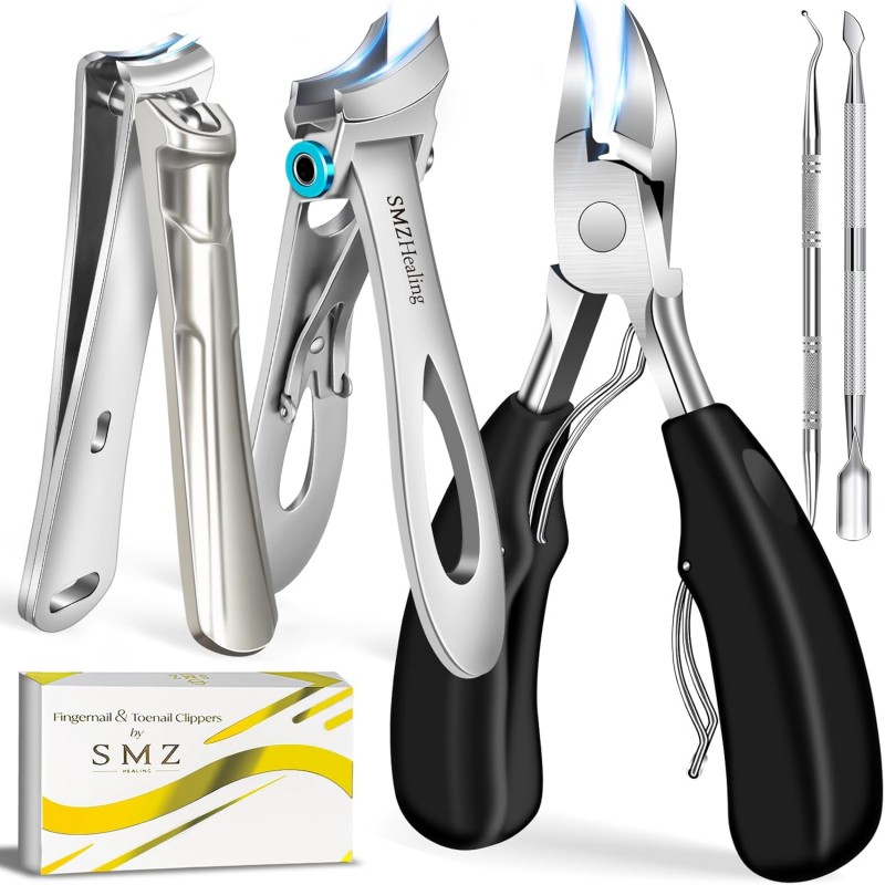 Toenail Clippers for Seniors Thick Toenails, 2026 Large Toe Nail Clippers for Men Thick Nails with Wide Opening, Sharp Heavy Duty Ingrown Toenail Clippers Nail Cutter Long Handle with Slanted Blade