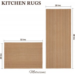Cotton Blend Kitchen Rug Set 2 Piece, American Country Woven Runner Rug and Doormat, 20