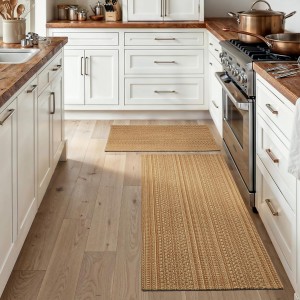 Cotton Blend Kitchen Rug Set 2 Piece, American Country Woven Runner Rug and Doormat, 20