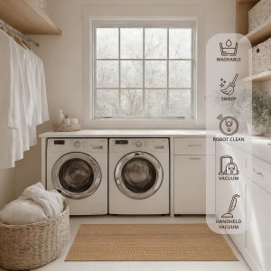 Cotton Blend Kitchen Rug Set 2 Piece, American Country Woven Runner Rug and Doormat, 20