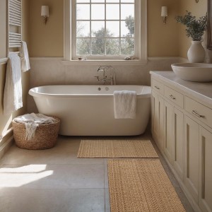 Cotton Blend Kitchen Rug Set 2 Piece, American Country Woven Runner Rug and Doormat, 20