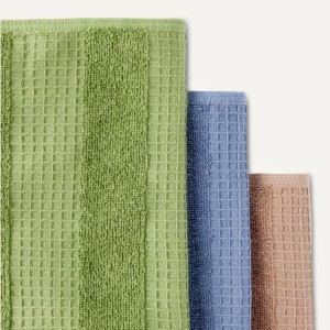 Amazon Basics Organic Cotton Waffle Weave Kitchen Dish Cloths, Ultra Absorbent, Quick Drying, Lint-Free, 12 x 12 inches, 6-Pack (2 Brown, 2 Green, 2 Navy)