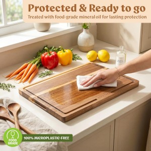 Acacia Wood Cutting Board for Kitchen, Non-Toxic Cutting Board Set of 3, Chopping Boards with Deep Juice Groove for Meat, Cheese & Vegetables - Durable & Double sided with serving Compartments