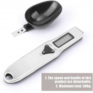 Digital Measuring Spoon Scale, 0.1-500g Electronic Kitchen Food Weighing Spoon Scale Detachable High Precision Gram Measuring Spoons with LCD Display Weighable Units g/oz/gn/ct