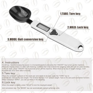 Digital Measuring Spoon Scale, 0.1-500g Electronic Kitchen Food Weighing Spoon Scale Detachable High Precision Gram Measuring Spoons with LCD Display Weighable Units g/oz/gn/ct