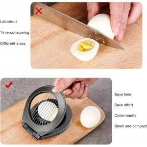 Egg Slicer, BIBURY Egg Slicer for Hard Boiled Eggs, Egg Cutter Heavy Duty Aluminium for Egg Strawberry Mushroom Soft Fruit, Stainless Steel Wire with 3 Slicing Styles - Grey
